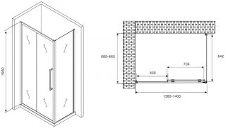 Душевой уголок ABBER Schwarzer Diamant AG30140H-S90 140x90см хром